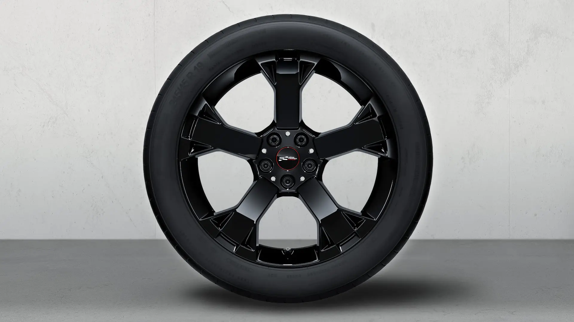 Lähivaade 19-tollisest MINI JCW veljest Runway Spoke 948 värvitoonis Jet Black ja kodaradetailidest.