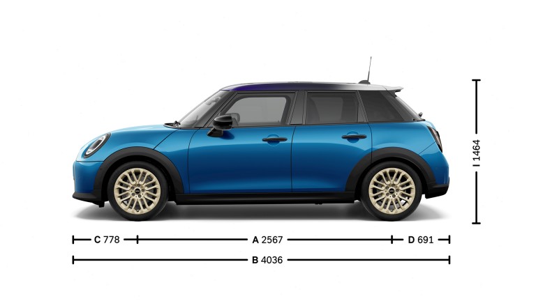 MINI Cooper, viieukseline – mõõtmed – sissejuhatav pilt
